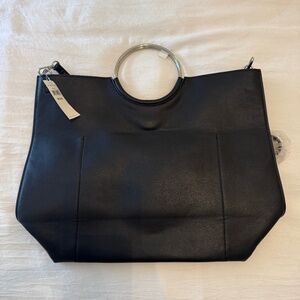 NWT Banana Republic Black Hoop Bag